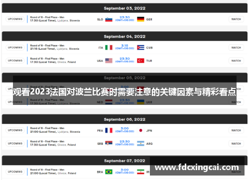 观看2023法国对波兰比赛时需要注意的关键因素与精彩看点